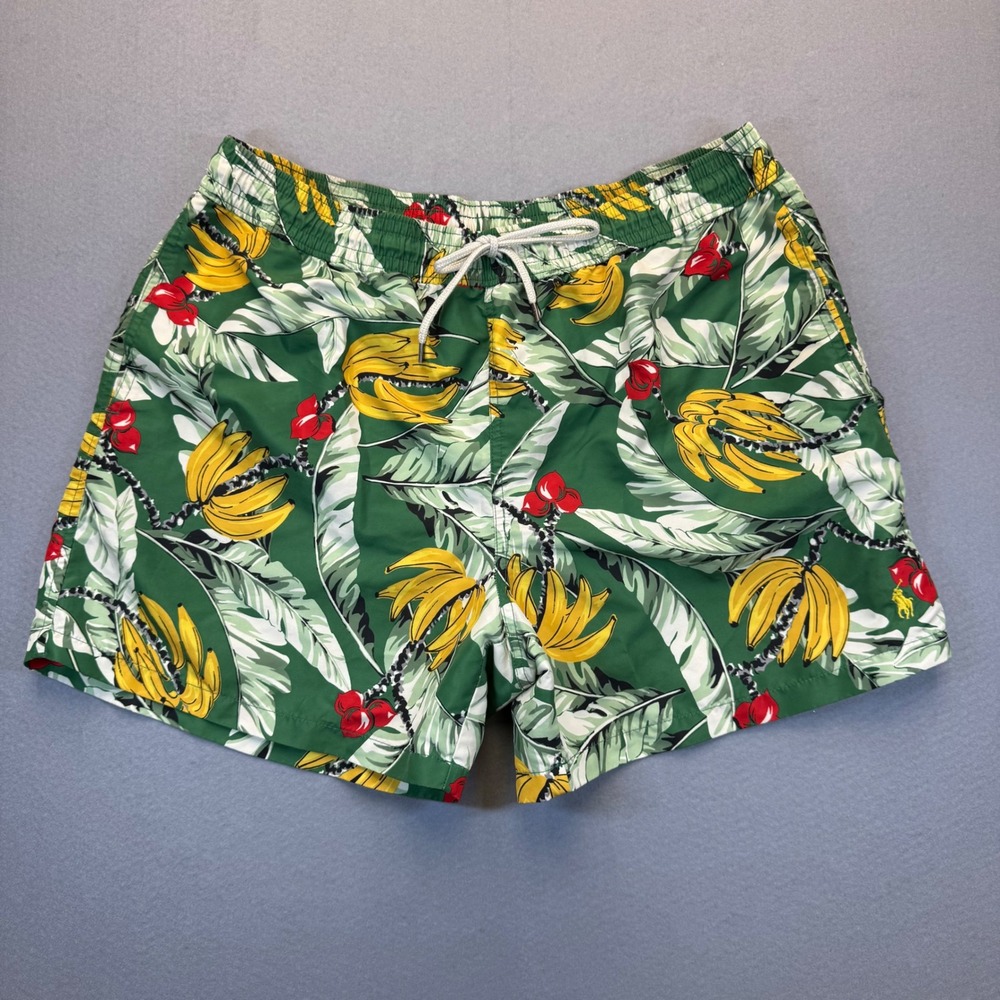 Polo Ralph Lauren Mens XXL Green Tropical Banana Leaf Swim Trunks no liner